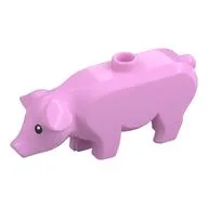 Animal, Pig, Large with Black Eyes and White Pupils Print, Bright Pink
