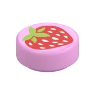 Tile Round 1 x 1 with Strawberry Print, Bright Pink