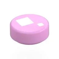 Tile Round 1 x 1 with Large and Small White Squares Print (Brickheadz Eye), Bright Pink