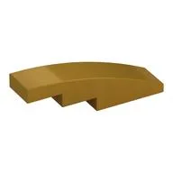 Brick Curved 4 x 1 No Studs [Stud Holder with Symmetric Ridges], Pearl Gold