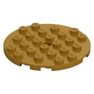 Plate Round 6 x 6 with Hole, Pearl Gold