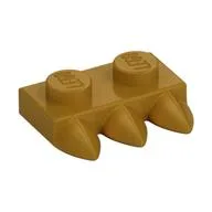 Plate Special 1 x 2 with Three Teeth [Tri-Tooth], Pearl Gold