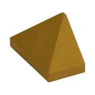 Brick Sloped 45° 2 x 1 Triple with Inside Stud Holder, Pearl Gold