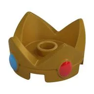 Nintendo Figure, Hat / Crown, Large, with Red and Medium Azure Jewels Print, Pearl Gold