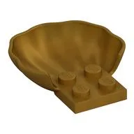 Animal Body Part, Clam / Scallop Half Shell with 4 Studs, Pearl Gold