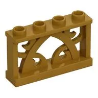 Fence Ornamented 1 x 4 x 2 with 4 Studs, Pearl Gold