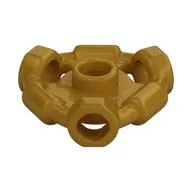 Plate Special 1 x 1 with Hole Through Stud, 3 Bars and 3 Bar Holes, Pearl Gold