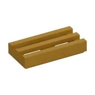 Tile Special 1 x 2 Grille with Bottom Groove, Pearl Gold