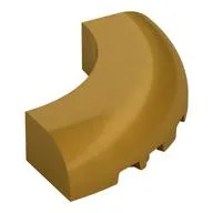 Brick Round Corner 5 x 5 x 1 Curved, Bottom Cut Outs, No Studs, 7 Bottom Tubes, Pearl Gold