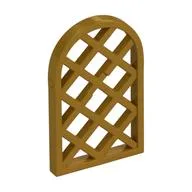 Window 1 x 2 x 2 2/3 Pane Lattice Diamond with Rounded Top, Pearl Gold