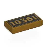 Tile 1 x 2 with Gold '10361' on Black Background Print, Pearl Gold