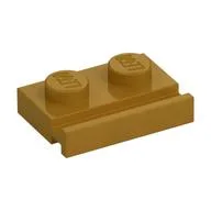 Plate Special 1 x 2 with Door Rail, Pearl Gold