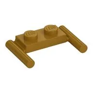 Plate Special 1 x 2 with Handles [Flat Ends / Low Attachment], Pearl Gold