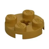 Plate Round 2 x 2 with Axle Hole Type 1 (+ Opening), Pearl Gold