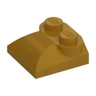 Brick Curved 2 x 2 x 2/3 Two Studs and Curved Slope End, Pearl Gold