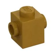 Brick Special 1 x 1 with Studs on 2 Sides, Pearl Gold