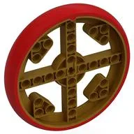 Wheel 88 x 14 with 4 Spokes with 4 Holes, 4 Inserts and Red Integral Tire, Pearl Gold