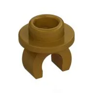 Plate Special Round 1 x 1 with Hollow Stud and Underside Clip, Pearl Gold