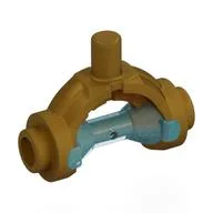 Weapon Hilt with Bar, Hourglass Opal Trans-Light Blue, Pearl Gold