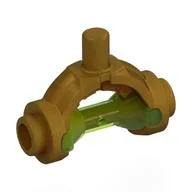 Weapon Hilt with Bar, Hourglass Trans-Bright Green, Pearl Gold