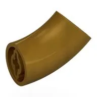 Brick Round 2 x 2 D. Tube with 45° Elbow and Axle Holes (Crossholes) at Each End [LONG], Pearl Gold