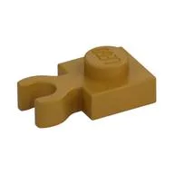 Plate Special 1 x 1 with Clip Vertical [Thick Open O Clip], Pearl Gold