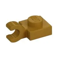Plate Special 1 x 1 with Clip Horizontal [Thick Open O Clip], Pearl Gold