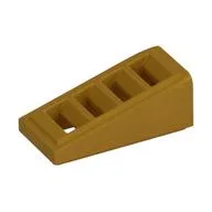 Brick Sloped 18° 2 x 1 x 2/3 with 4 Slots / Grate, Pearl Gold