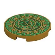 Tile Round 3 x 3 with Bright Green Clock Print, Pearl Gold