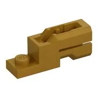 Launcher, Plate Special 1 x 2 with Mini Blaster Square, Pearl Gold