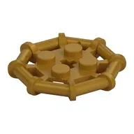 Plate Special 2 x 2 with Bar Frame Octagonal, Reinforced, Completely Round Studs, Pearl Gold