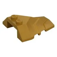 Brick Wedged, Sloped 4 x 4 Triple with 3 Ridges on Slope, Pearl Gold