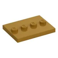 Plate Special 3 x 4 with 1 x 4 Center Studs [Plain], Pearl Gold