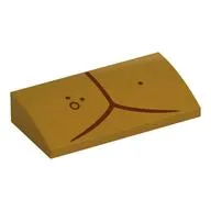 Brick Curved 2 x 4 x 2/3 No Studs with Dark Red Lines, Dots (C-3PO plating) Print, Pearl Gold