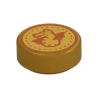 Tile Round 1 x 1 with Gold Dragon Print, Pearl Gold
