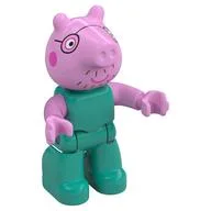 Duplo Figure, Pig with Dark Pink Cheeks, Glasses Print, Dark Turquoise