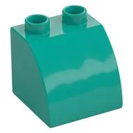 Duplo Brick 2 x 2 x 1 1/2 with Curved Top, Dark Turquoise