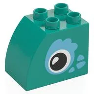Duplo Brick 2 x 3 x 2 with Curved Top with Eyes Print, Dark Turquoise
