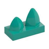 Tile Special 1 x 2 with Two Vertical Teeth / Tooth, Dark Turquoise