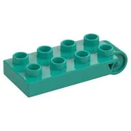 Duplo Plate 2 x 5 with 8 Studs and Hinge, Dark Turquoise