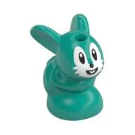 Animal, Rabbit / Bunny, Baby Sitting with Black Eyes, Nose, and Mouth, White Face Print, Dark Turquoise