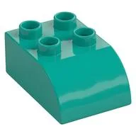 Duplo Brick 2 x 3 with Curved Top, Dark Turquoise