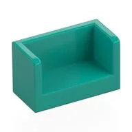 Panel 1 x 2 x 1 with Rounded Corners and 2 Sides, Dark Turquoise