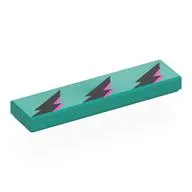 Tile 1 x 4 with Black/Lavender Lightning Bolts Print, Dark Turquoise