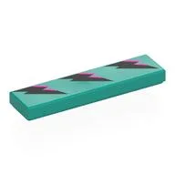 Tile 1 x 4 with Black/Lavender Lightning Bolts Print, Dark Turquoise