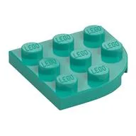 Plate Round Corner 3 x 3, Dark Turquoise