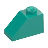 Brick Sloped 45° 2 x 1 with Bottom Pin, Dark Turquoise