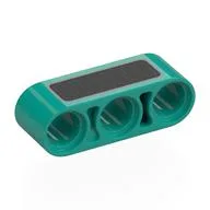 Technic Beam 1 x 3 Thick with Black Rectangle, Silver Border Print, Dark Turquoise