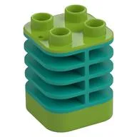 Duplo Brick 2 x 2 x 2 Lime with Flex Spring, Dark Turquoise