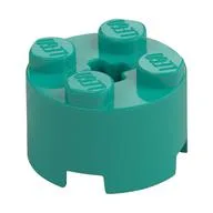 Brick Round 2 x 2 with Axle Hole, Dark Turquoise